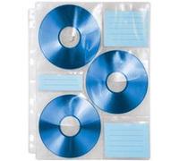 Hama Pochette Perforé pour 6 CD DVD pour Archivage Classeur, Lot de 10 | 10 Feuillets A4 pour 6 CD/DVD/Blu-ray chacun + 60 fiches d'étiquetage, Idéal pour Rangement Classeur à Anneaux