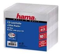 Hama CD-ROM Slim Pack 4 - Boîtier plastique mince pour stockage CD - capacité : 4 CD - transparent (pack de 10) Transparent G