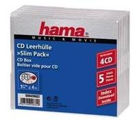 Hama CD-ROM Slim Pack 4 - Boîtier plastique mince pour stockage CD - capacité : 4 CD - transparent (pack de 5) G