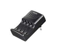 Hama Chargeur de Piles Rechargeables 4 Slots pour 2 à 4 Batteries NiMh AA ou AAA, Chargement simultanée de 2 ou 4 Batteries, Voyant LED de contrôle, Noir