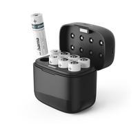 Hama Chargeur de Piles USB C, avec 8 Piles AA Li Ion 2000 mAh Rechargeables | Boitier de Charge Sécurisé pour Batteries Accumulateurs, Recharge Individuelle jusqu'à 8 piles en 4h Max, Voyant LED, Noir