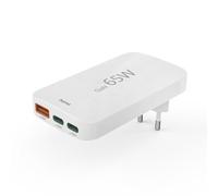 Hama Chargeur Rapide, 2 USB-C, 1 USB-A, Mini-Chargeur Plat, PD, 65 W, BLC
