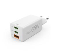 Hama Chargeur rapide 65W GaN, 3 ports (2xUSB-C PD, 1xUSB-A QC3.0) iPhone/Samsung/MacBook Blanc
