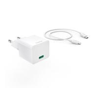 HAMA Chargeur rapide avec câble de charge USB-C, mini-chargeur, PD, 20W, 1m, blanc (00201675) Chargeur rapide (USB-C)