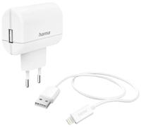 Hama Chargeur Rapide avec Câble USB- Lightning (Chargeur Secteur Lightning Apple, Cable 1m, 12W /5V/2.4 A, Certifié MFI, Alimentation appareils Apple iphone ipod) Blanc
