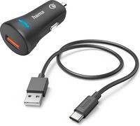 Hama Chargeur rapide de voiture avec câble de charge USB-C, QC 3.0, 19,5 W