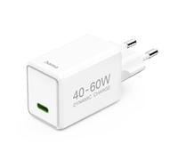 Hama Chargeur rapide GaN USB-C PD Dynamic Fast Charger 40-60W Blanc | Chargeur rapide dynamique