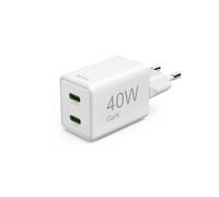 Hama Schnellladegerät, GaN, 2x USB-C, Super-Mini-Ladegerät, PD, 40 W, Weiß Chargeur USB 40 W blanc