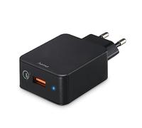 Hama Chargeur Rapide USB-A (Chargeur Secteur Quick Charge 3.0 19.5 W, certifié Qualcomm® Quick Charge™ 3.0, Chargeur Mural pour Samsung Galaxy S21/S20/S10/S10E/S9/Note 10 LG Huawei Xiaomi) Noir