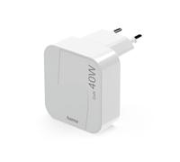 Hama Chargeur Rapide USB-C 40W GaN, 2 Ports USB-C 1x 40W + 1x 20W, sur Secteur, Mini-Chargeur PD, SoC,Plat Ultra Compact et Pliable, Qualcomm Quick Charge, pour Apple iPhone Smartphone Android, Blanc