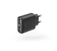 Hama Chargeur Secteur USB (Bloc Secteur 2 Ports USB, 5V/2.4A, Adaptateur Secteur Universel, Chargeur Replacement pour iPhone 11 XR X XS Max 8 7 6 6S Plus 5S, Samsung Galaxy/Note, Pad, Xiaomi) Noir
