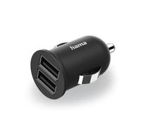 Hama Chargeur USB Allume-cigares, Adaptateur de Charge pour Voiture, 2 Ports USB-A, 2.4A/12W Noir