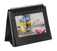 Hama Chevalet album photo vierge à spirale (album photo traditionnel 18 cm x 16,5 cm, 12 pages noires, pour 12 ou 24 photos de 10 cm x 15 cm ou 11 cm x 15 cm, avec dictons) Noir