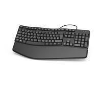 Hama Clavier Ergonomique (Repose-Poignet Clavier, Filaire, PC, Ergonomique, USB, Repose-Poignet Amovible), Noir, 450 x 40 x 230 mm, Longueur du câble 1,8 m
