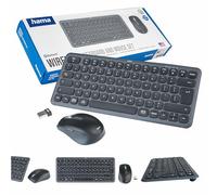Hama Clavier et Souris sans Fil wkm-500 Noir Gris (Puce Polonaise QWERTY, Multi-appareils, Bluetooth, récepteur USB, Silencieux, Ergonomique)
