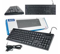 Hama Clavier Filaire CK-100 Noir (Puce QWERTY Polonaise, câble USB Amovible, Bouton AI, Silencieux, Pleine Taille, Adaptateur USB)