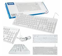 Hama Clavier Filaire CK-200 Blanc (polonais QWERTY, USB, Silencieux, numérique, Ergonomique, réglable)
