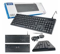 Hama Clavier Filaire CK-200 Noir (Puce QWERTY Polonaise, USB, Silencieux, numérique, Ergonomique, réglable)