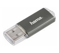 Hama Clé USB 2.0 "Laeta, 16 GB (Transfert de données à 10 Mo/s, clé USB avec Anneau œillet, Capuchon de Verrouillage, pour Windows/Macbook, en métal) Gris