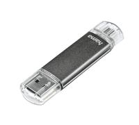 Hama Clé USB 2.0 "Laeta Twin (FlashPen, OTG, Aluminium, USB 2.0, jusqu'à 10 Mo/s,16GB) Gris