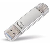 Hama Clé USB C-Laeta (USB3.1/USB3.0 Type-C, 64GB, Double clé USB, pour Ordinateur Portable, téléphone Mobile, Tablette, OTG, 40 Mo/s, boîtier en métal, USB Type-C, clé de téléphone Portable) Argent