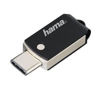 Hama Clé USB USB 3.1 Type-C/USB 3.0 "C-Turn" 128 GB (pour ordinateur portable, téléphone mobile, tablette, enregistrements TV, OTG, 100 Mo/s, boîtier métallique robuste) Noir/Argent