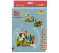 Hama - Coffret Perles à Repasser Aquarium - 2000 Perles midi 5 mm - Plaque carrée, modèles et Papier - Loisirs créatifs Enfants dès 5 Ans