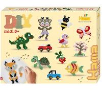Hama - Coffret Perles à Repasser Fun Pack - 4000 Perles midi 5 mm - 2 plaques carrée et hexagonale, modèles, Supports et Papier - Loisirs créatifs Enfants dès 5 Ans