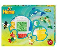 HAMA - Coffret perles à repasser Les Cercles - 2400 perles midi 5 mm - 3 plaques carré dauphin perroquet - Boîte de rangement - Dès 5 ans