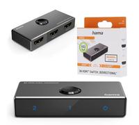 Hama Commutateur 8K HDMI™ bidirectionnel, 1 ent. 2 Sort./2 ent. 1 Sort., Garantie 10 Ans, Noir