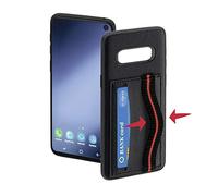 Hama Coque de protection "Red Sensation N°4" (pour Samsung Galaxy S10, Red Sensation soulignant le design raffiné, en polyurethane termoplastique (PUT), polyuréthane (PU), textile) Noir/Rouge