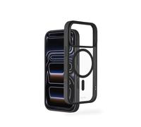 Hama Coque iPhone 17 Pro MagSafe et Qi2 (20% Recy ords surelevés, Anti Jaunissement, Antidérapant, Couvre Les Touches latérales, Coque magnétique Chargement Induction) Noir/Transparent