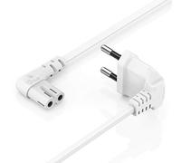 Hama Cordon d’alimentation Euro (coudé à 90 degrés des deux côtés, fiche secteur vers prise double Euro 8 avec contact de protection de terre, coudé des deux côtés, 3 m) Blanc