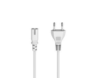 Hama Cordon d’alimention. avec fiche mâle Euro, 2 Broches, Forme en 8/C7, 1,5m, Blanc