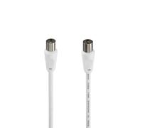 Hama Cordon d'antenne coaxial Mâle-Femelle 1,5 m 75 dB Blindé TV TNT DVB-T2 FM HD Blanc