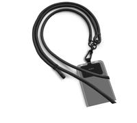 Hama Cordon téléphone Portable, Lanière Autour du Cou, Chaine Universelle pour Smartphone, Patch de Fixation, Mousqueton, 2m Noir