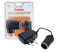 Hama Alimentation secteur (Transformateur de tension d'alimentation CA/CC (230V à 12V / 1000mAh, Adaptateur de charge pour allume-cigare, 1A) Noir