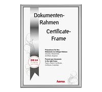Hama Detroit Cadre photo 21 x 29,7 cm (cadre en aluminium, cadre photo, cadre document, format portrait, paysage, à suspendre, incassable, en aluminium, format photo DIN A4, 21 x 29,7 cm), argenté
