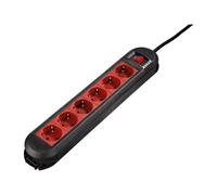 Hama Distribution Panel "Colour" - Unité de distribution d'alimentation - CA 220-240 V - connecteurs de sortie : 6 - 1.5 m cordon - noir, rouge