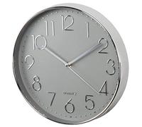 Hama Elegance Horloge Murale à Quartz Cercle Gris, Argent - Horloges murales (AA Mignon, Gris, Argent, Plastique, Verre, 45 mm, 495 g)