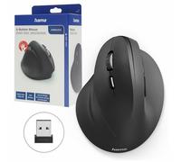 Hama EMW-500L Souris Verticale Ergonomique sans Fil - Technologie 2.4Ghz, Capteur 1800 dpi, Technologie Smart-Link, Gaucher/e - Noire