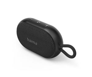 Hama Enceinte Bluetooth 5.3 Portable Buddy 3.0" sans Fil, Haut Parleur étanche IPX7, Rechargeable Autonomie 12h, Résistance poussière et Chocs, Puissance 6 W, Câble de Charge USB-C fournis, Noir