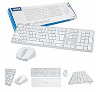 Hama Ensemble Clavier et Souris sans Fil WKM-550 (Puce QWERTY Polonaise, Multi-Device, Bluetooth, récepteur USB, numérique, Bouton Assist, Blanc)