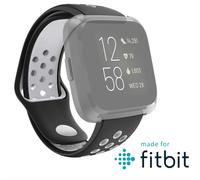 Hama Fitbit Bracelet de montre 22 mm (bracelet de rechange réglable pour montre intelligente Fitbit Versa 2, Versa, Versa Lite, bracelet de sport respirant de rechange, en silicone, bouton en acier