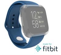 Hama Bracelet de montre Fitbit Versa 22 mm réglable pour montre connectée Fitbit Versa 2, Versa Lite, Fitbit Bracelet interchangeable en silicone avec bouton en acier inoxydable Bleu