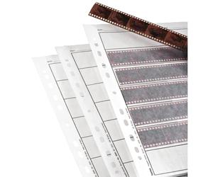 Hama Étuis à négatifs Papier Cristal 7 bandes de 6 Vues, 24x36cm, 25 pièces | Pack de 25 Feuillets de Rangement de Film Photo 35mm, Pochette Perforée pour Classeur Archivage, 7 bandes x 6 Négatifs, Blanc