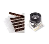 Hama Étuis à négatifs, polypropylène, 7 bandes de 6 négatifs, 24x36cm, 25 pièces & Carson LumiLoupe loupe sur pied grossissement 10x (LL-10)