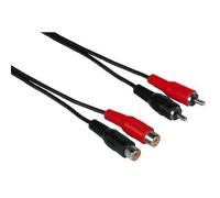 Hama Extension Cable 2 RCA (phono) Plugs - 2 RCA (phono) Jacks, 10 m câble audio 2 x RCA Noir