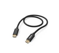 Hama Câble USB-C vers USB-C Fabric 1,5 m – Plaqué or, Charge rapide PD, 480 Mbit/s, Silicone – Noir