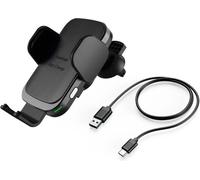 Hama Support Telephone Voiture Induction 10W FC10 Motion (QI-Charge, Chargeur Induction Voiture sans Fil, Ultra Rapide) Argenté/Noir